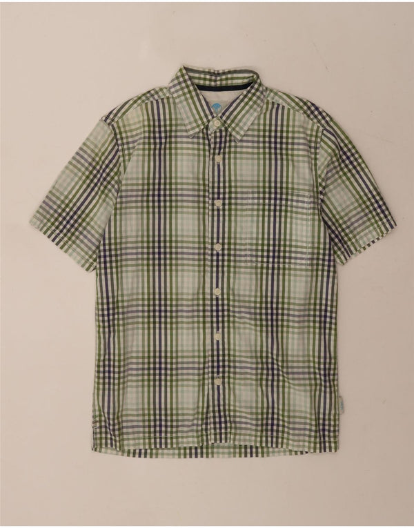 Fat Face Mens Short Sleeve Shirt Small Green Gingham Cotton