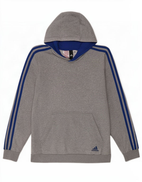 Adidas Boys Hoodie Jumper 13-14 Years Grey Cotton