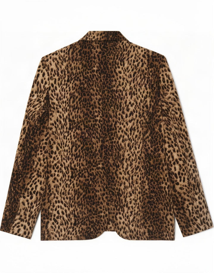Zara Dame 1-knap Blazer Jacket UK 14 Large Brown Animal Print Polyester