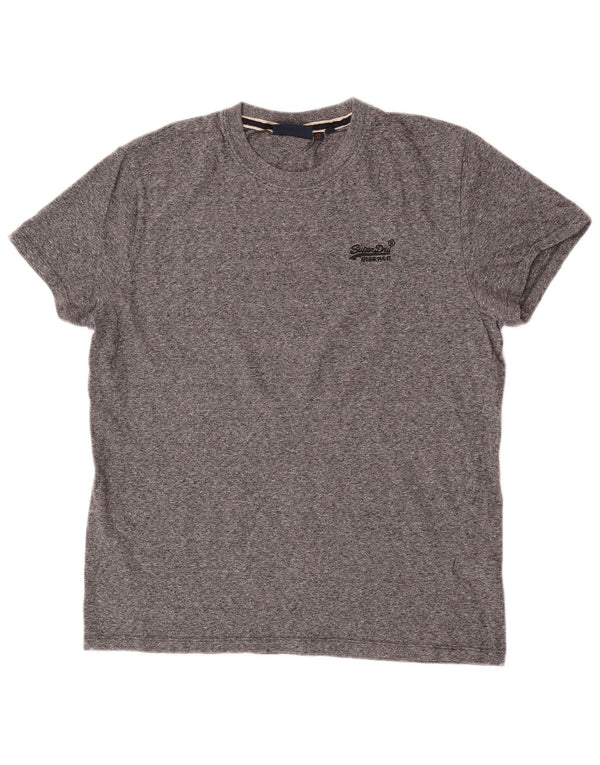 Superdry T-shirt top til mænd, stor grå flækket bomuld