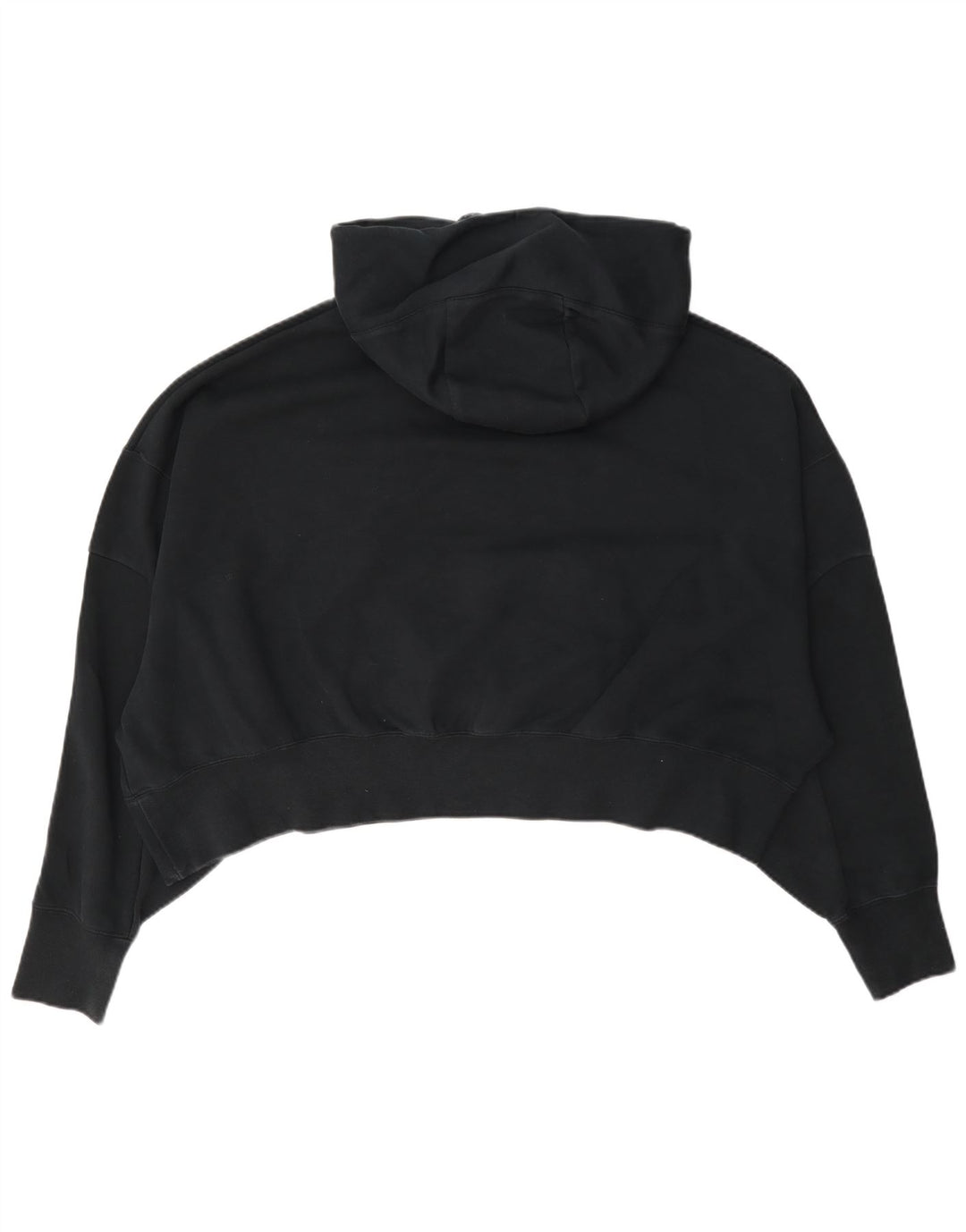 Nike Dame Crop Oversized Hoodie Jumper UK 14 Medium Sort Bomuld