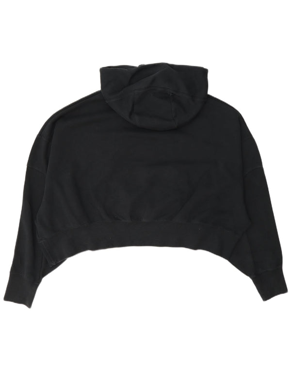 Nike Dame Crop Oversized Hoodie Jumper UK 14 Medium Sort Bomuld