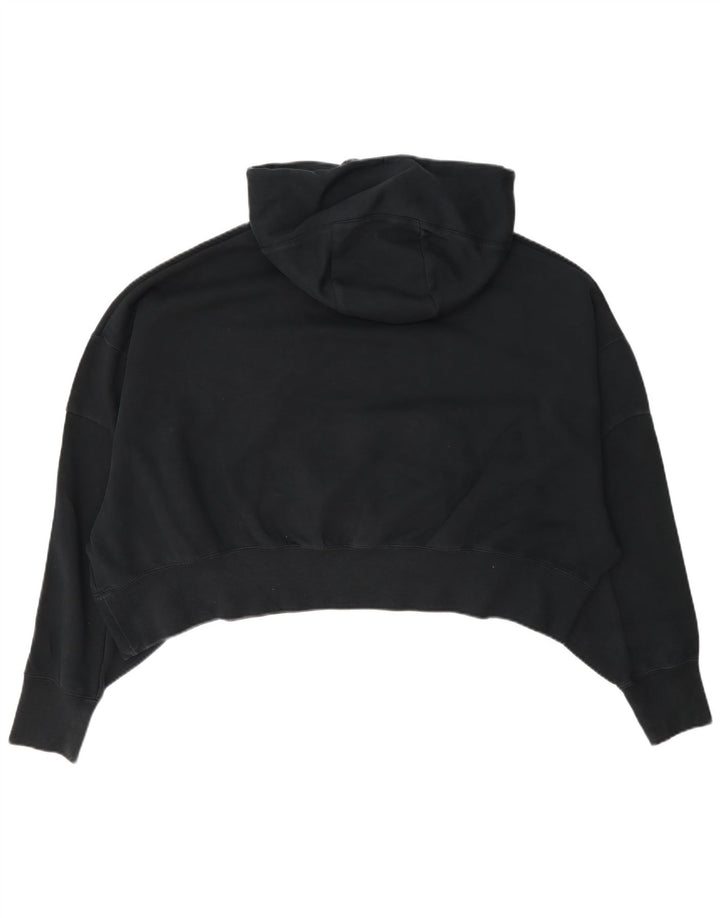 Nike Dame Crop Oversized Hoodie Jumper UK 14 Medium Sort Bomuld