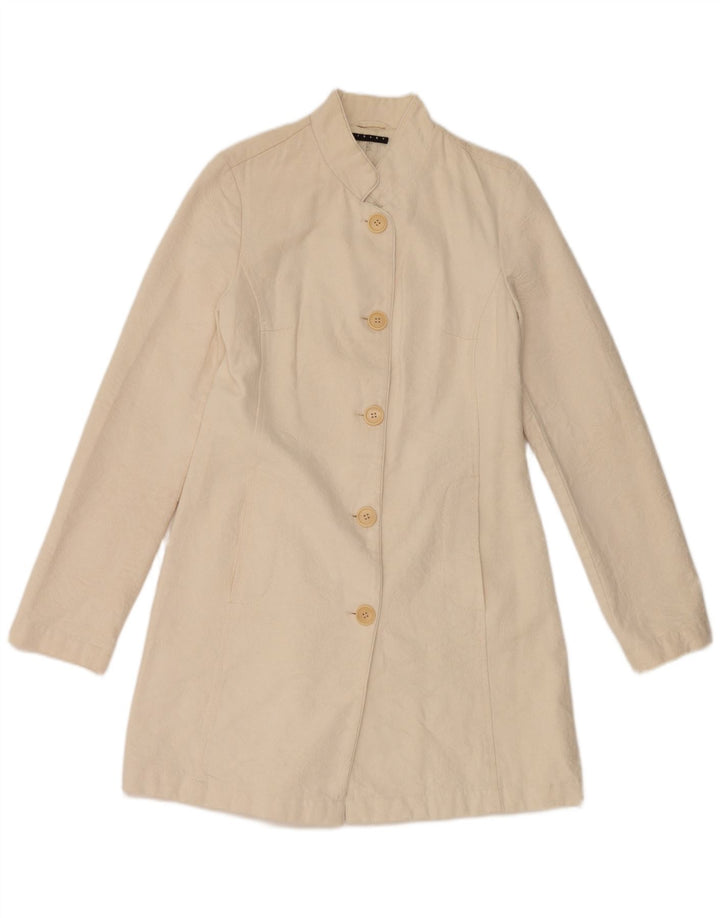 SISLEY Dame Overfrakke IT 42 Medium Off White Bomuld
