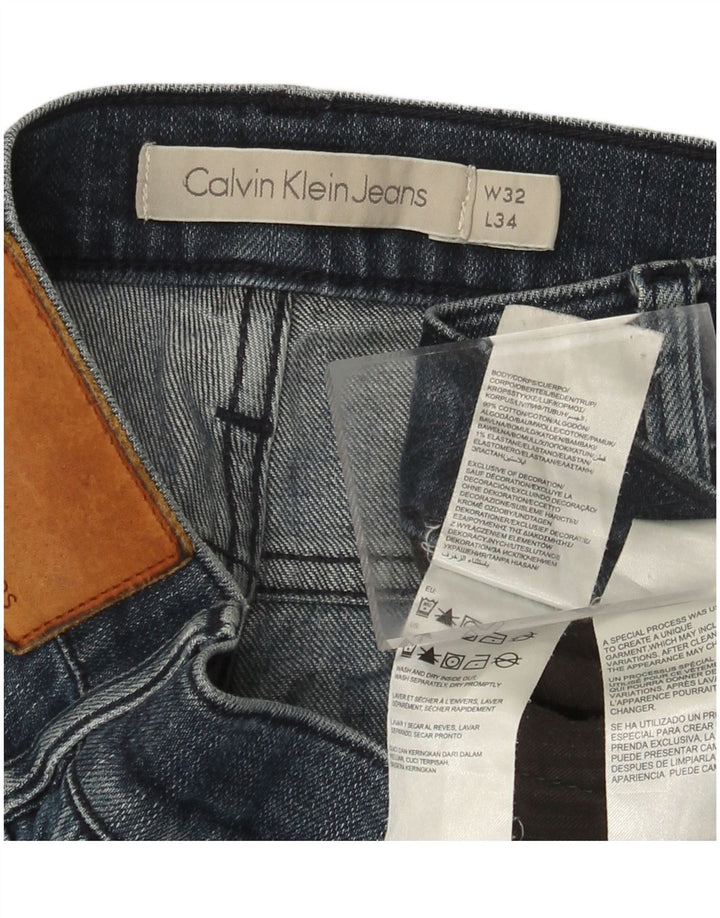 CALVIN KLEIN Herre Distressed Slim Jeans W32 L34 Blå Bomuld