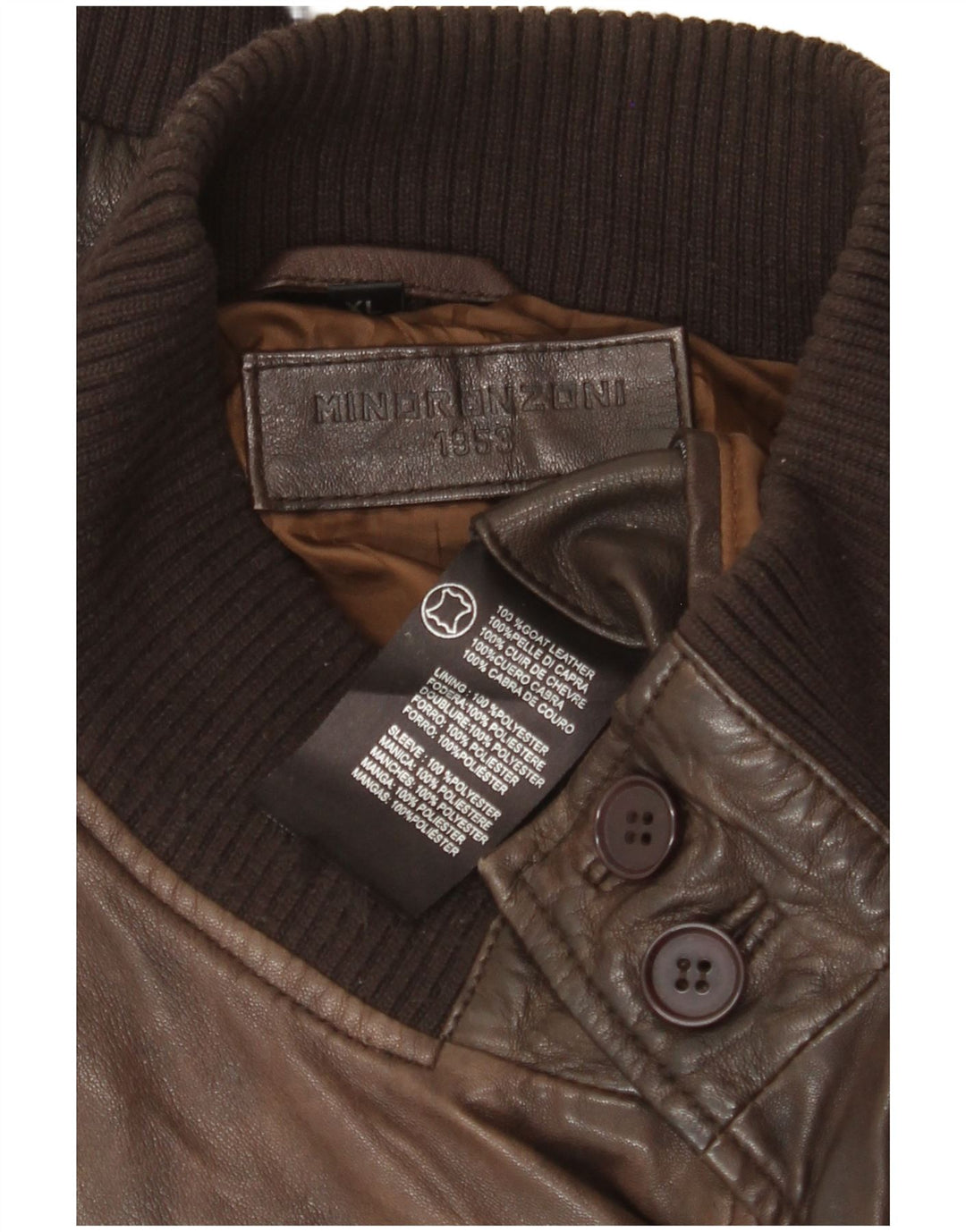 Minoronzoni 1953 Herre læderjakke UK 42 XL Brunt læder