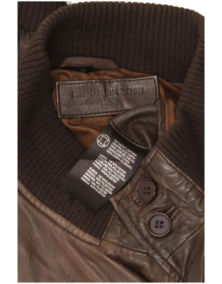 Minoronzoni 1953 Herre læderjakke UK 42 XL Brunt læder