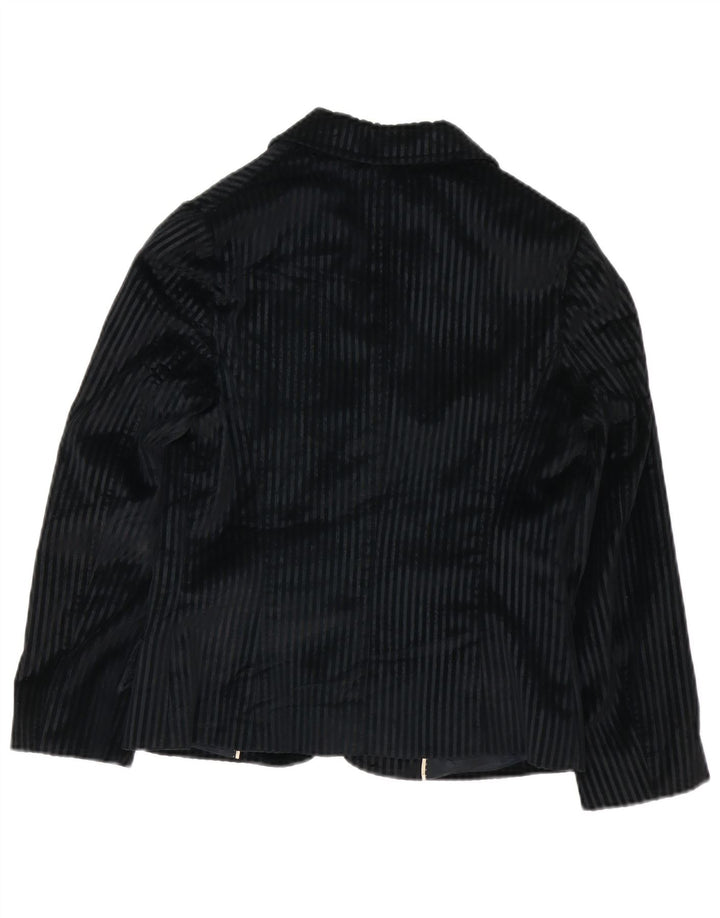Tombolini Dame 2 Button Blazer Jacket UK 8 Small Black Pinstripe