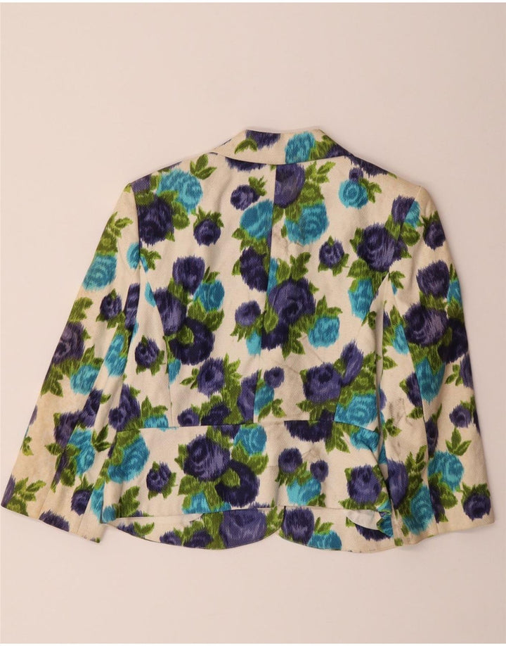 PHASE EIGHT Womens 3 Button Blazer Jacket UK 12 Medium Off White Floral
