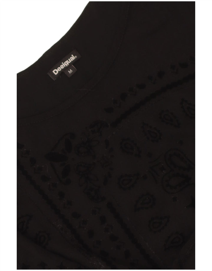 Desigual Dame Bluse Top UK 12 Medium Sort Paisley