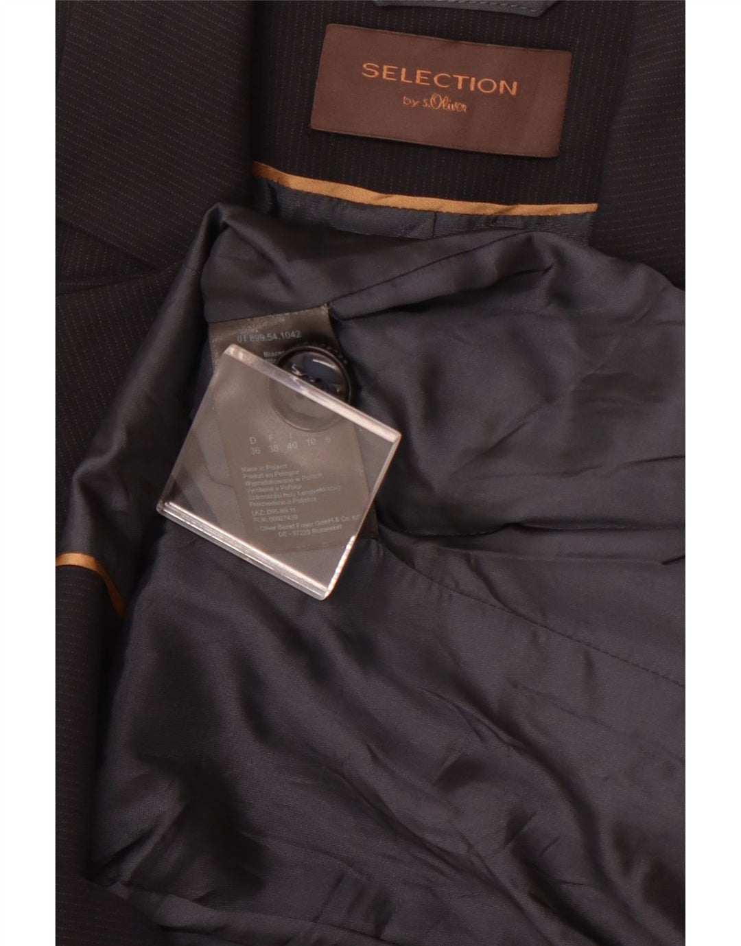 S.OLIVER Dame 2-knaps blazerjakke UK 10 Small Navy Blue Pinstripe