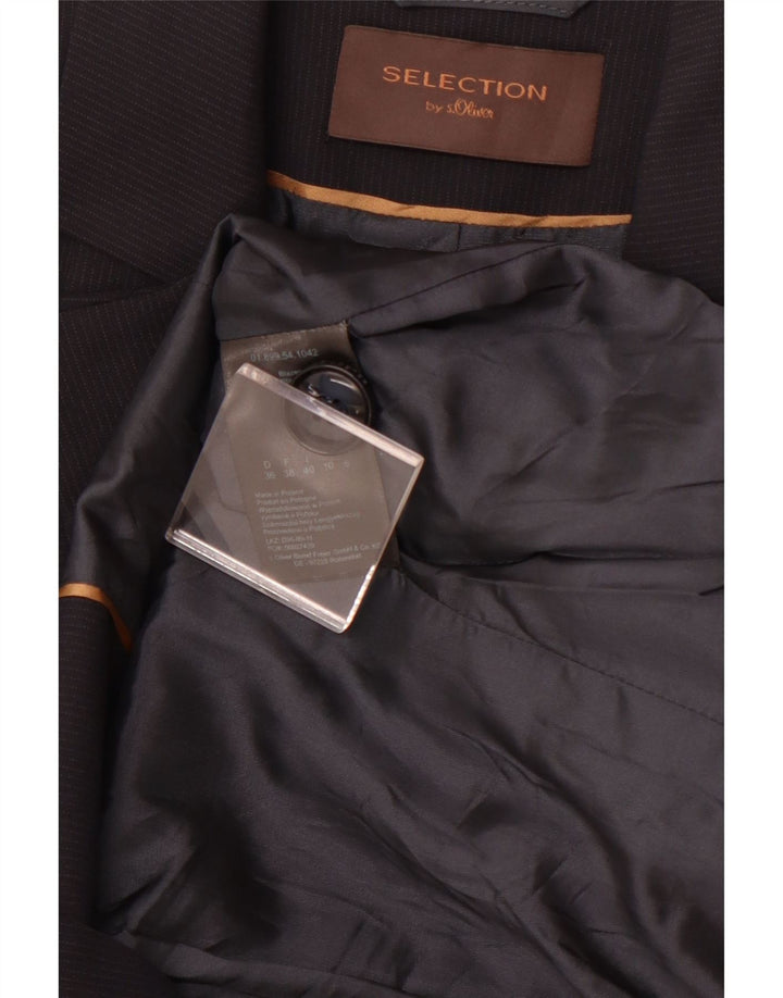 S.OLIVER Dame 2-knaps blazerjakke UK 10 Small Navy Blue Pinstripe