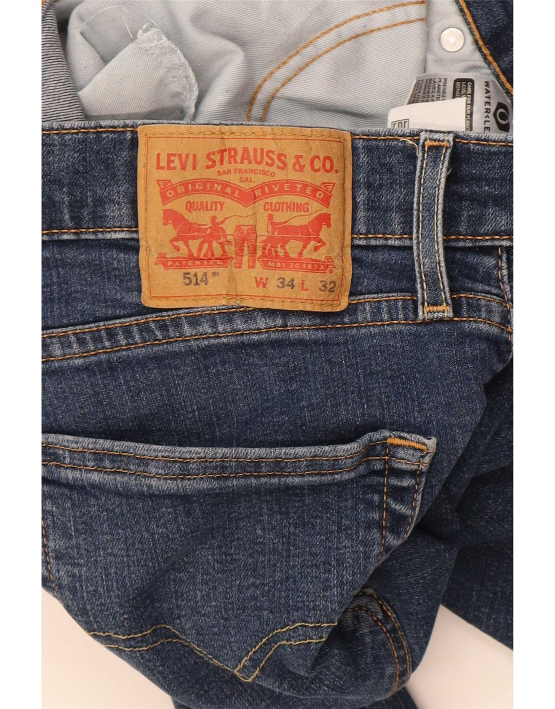 Levi's Herre 514 Slim Jeans W34 L32 Blå Bomuld