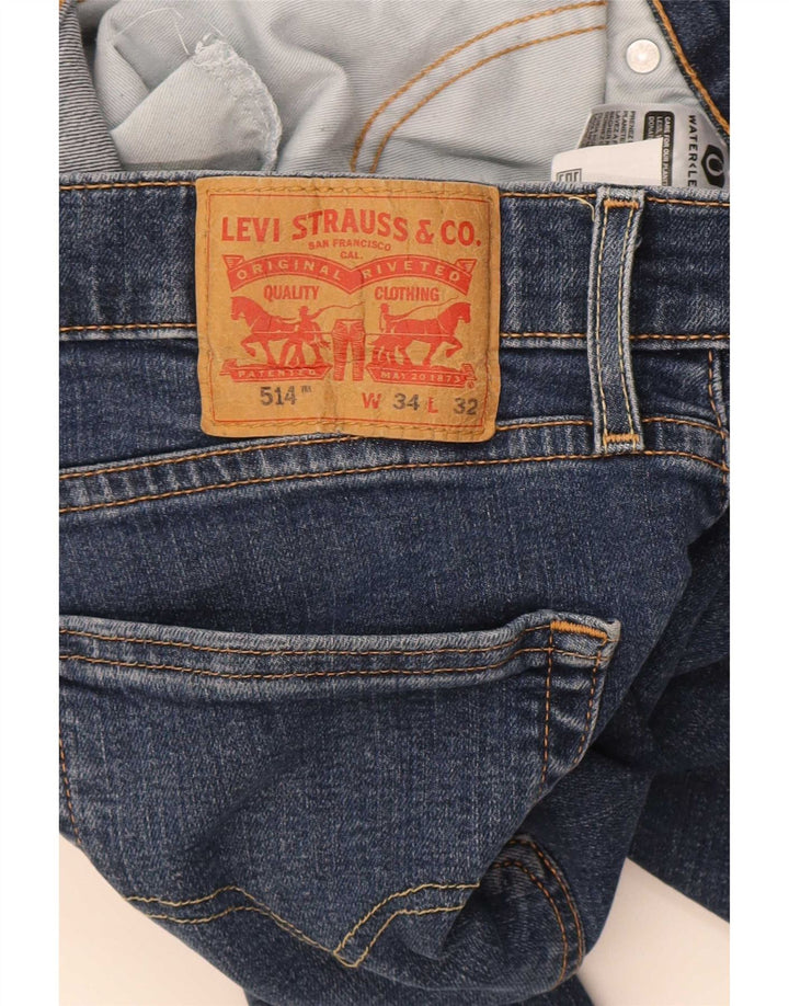 Levi's Herre 514 Slim Jeans W34 L32 Blå Bomuld