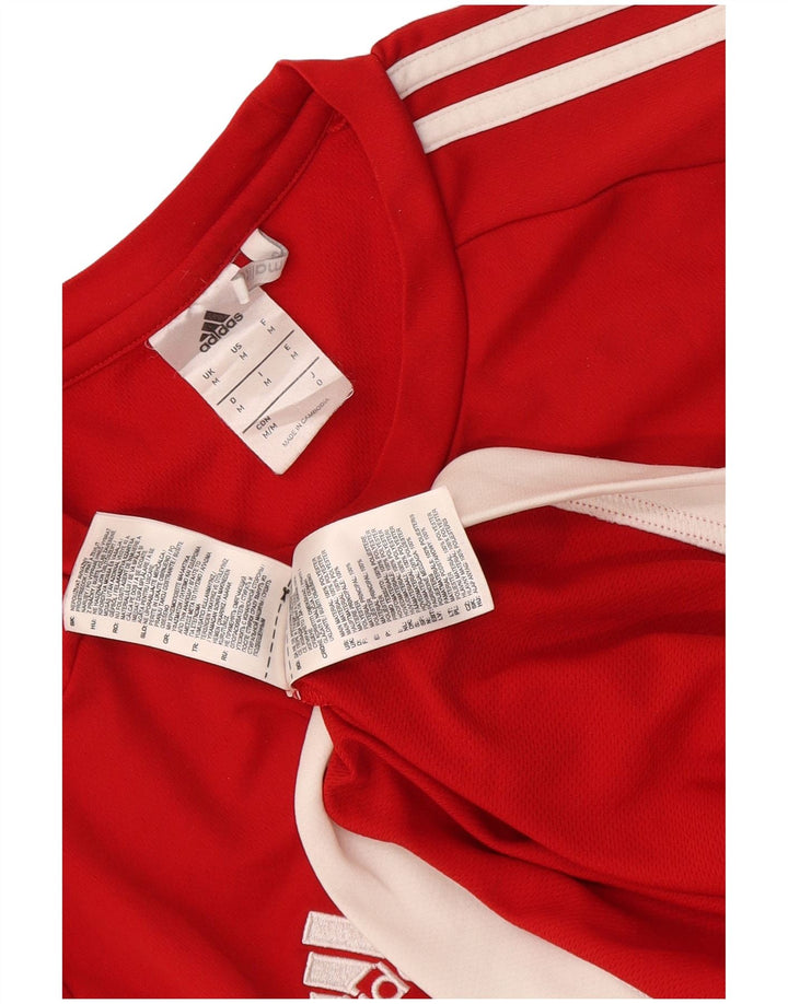 Adidas Herre Climalite T-Shirt Top Medium Rød Colourblock Polyester