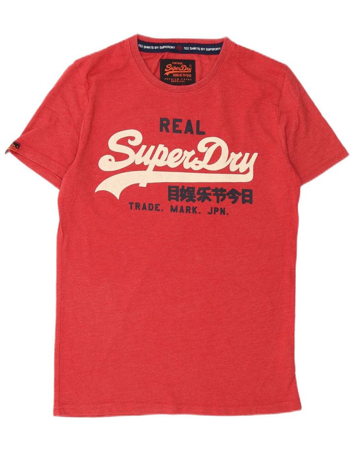 SUPERDRY Herre grafisk T-shirt Top Medium Rød Bomuld