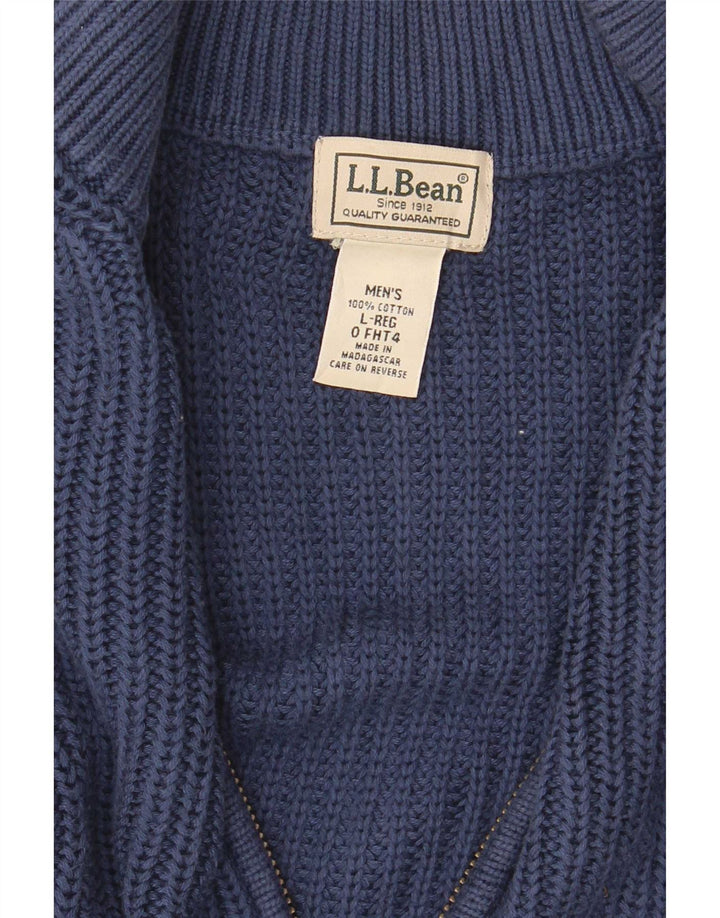 L.L.Bean Herre cardigan sweater med fuld lynlås Stor marineblå bomuld