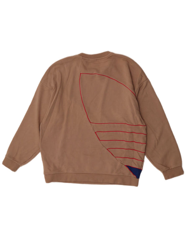 Adidas Graphic Sweatshirt Jumper UK 12 Medium Beige Colourblock
