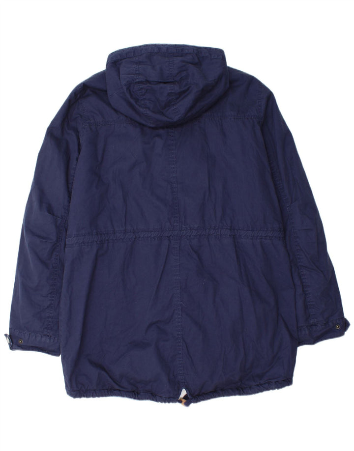 Fat Face Dame Hooded Parka Jacket UK 18 XL Navy Blue Bomuld