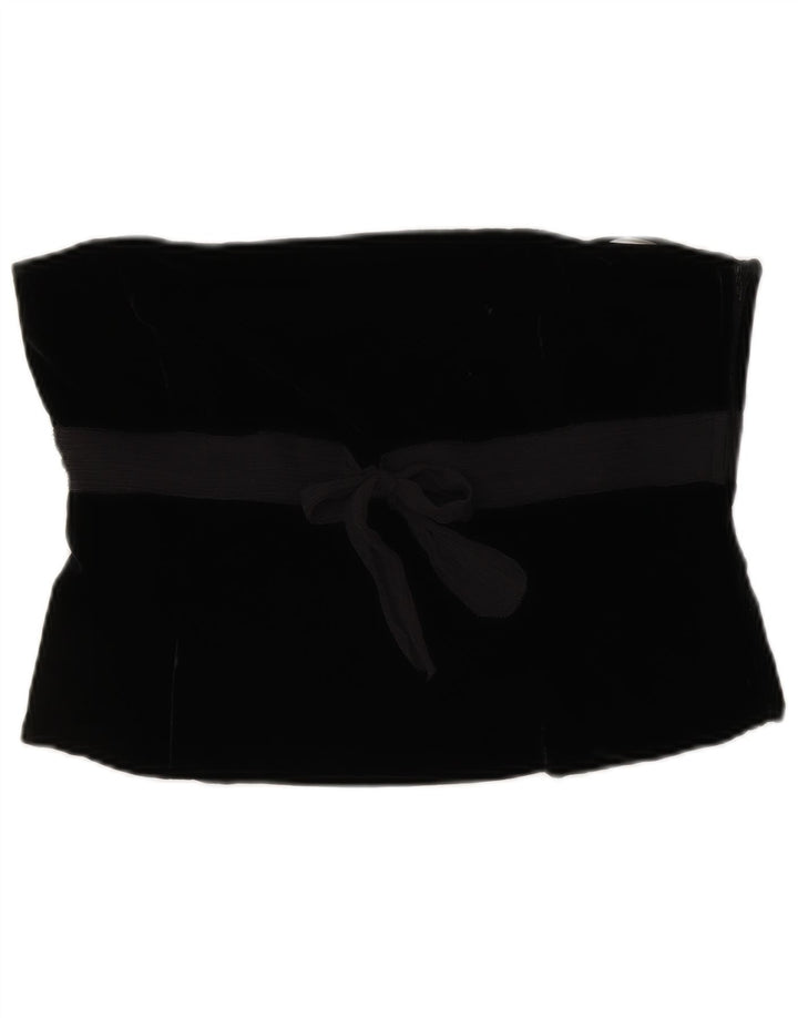 LAURA ASHLEY Womens Velvet Corset Top UK 14 Medium Black Viscose