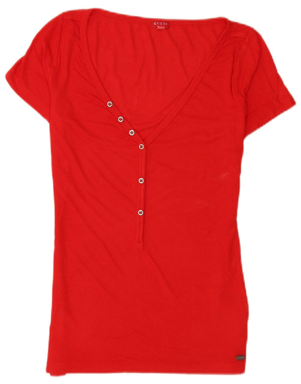 Guess Dame T-Shirt Top UK 8 Small Red Rayon