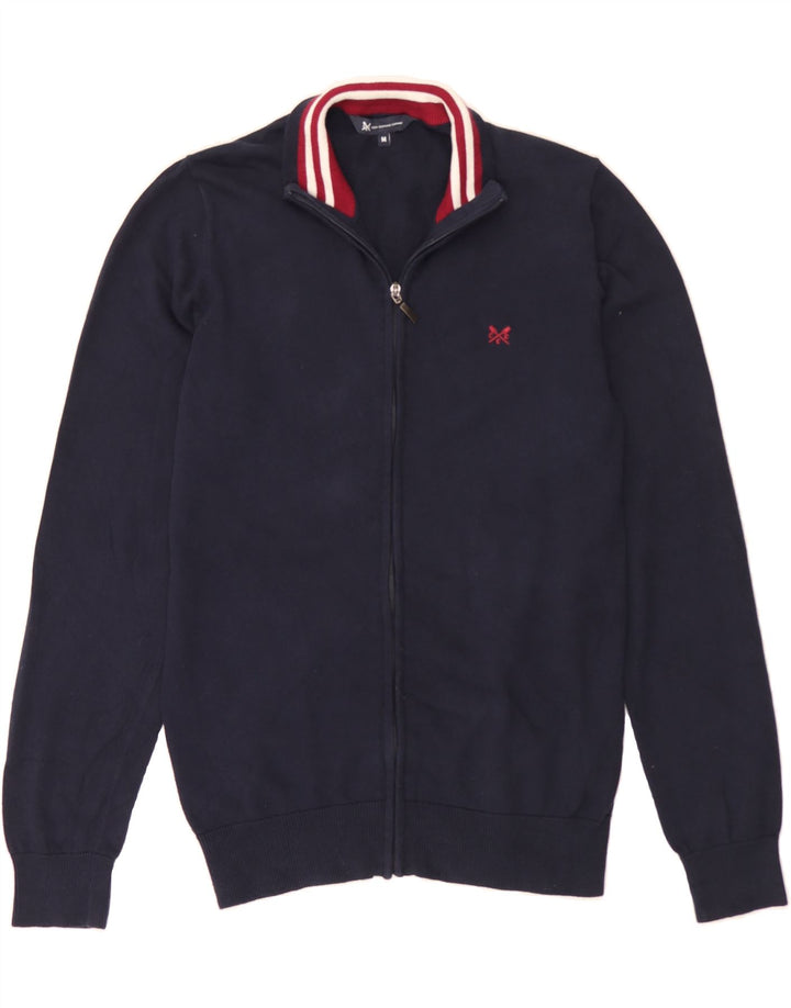 CREW CLOTHING Mens Cardigan Sweater Medium Navy Blue Cotton Vintage Crew Clothing and Second-Hand Crew Clothing from Messina Hembry 