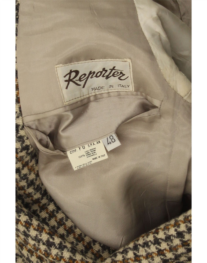 Reporter Herre 2-knaps blazerjakke IT 48 Medium Brown Houndstooth Uld