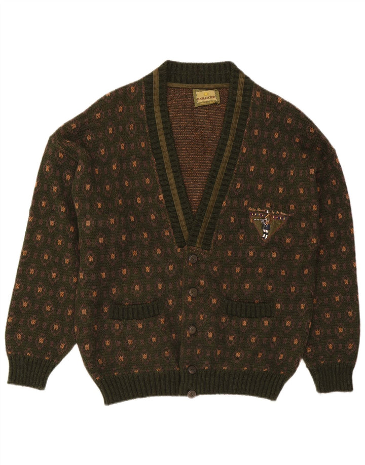Il Granchio Herre Cardigan Sweater Stor Grøn Geometrisk Akryl