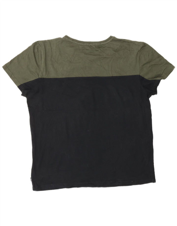 Fila Herre T-Shirt Top 2XL Sort Colourblock Bomuld