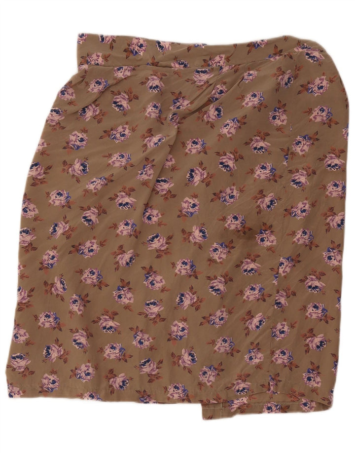 Vintage slå-om nederdel til kvinder W34 Large Beige Floral