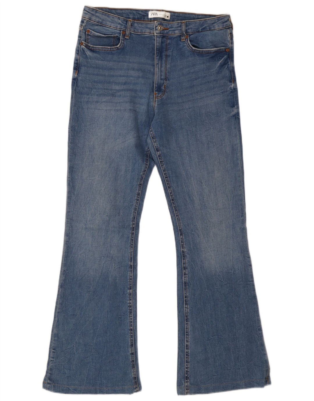 Zara Dame Flared Jeans EU 44 XL W34 L31 Blå Bomuld