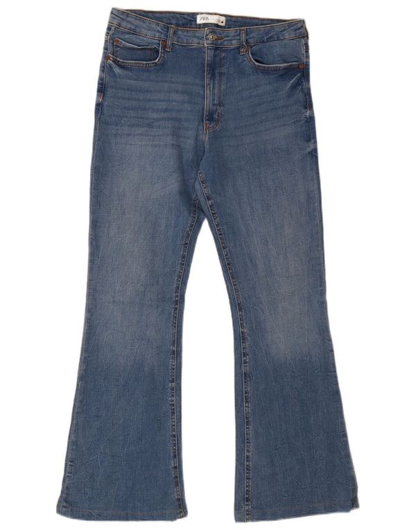 Zara Dame Flared Jeans EU 44 XL W34 L31 Blå Bomuld