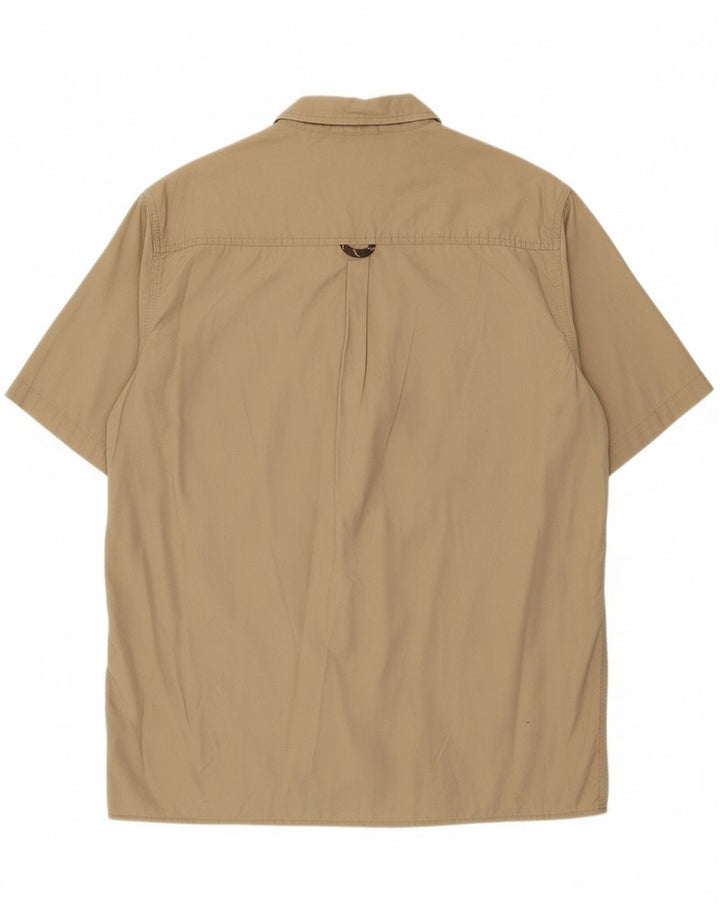 WRANGLER Mens Short Sleeve Shirt Medium Beige Cotton