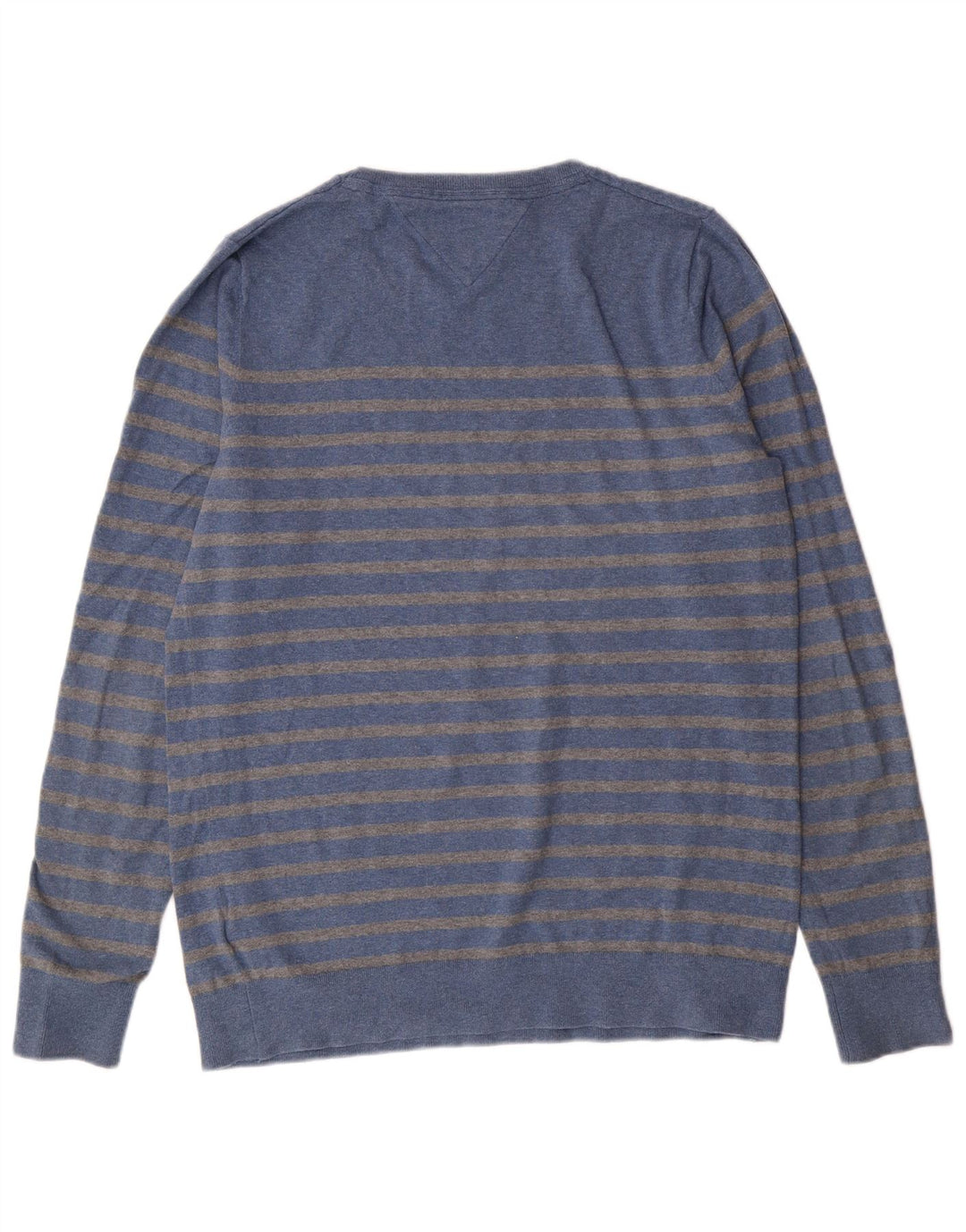 Tommy Hilfiger Herre Jumper Sweater med rund hals Stor blå stribet bomuld