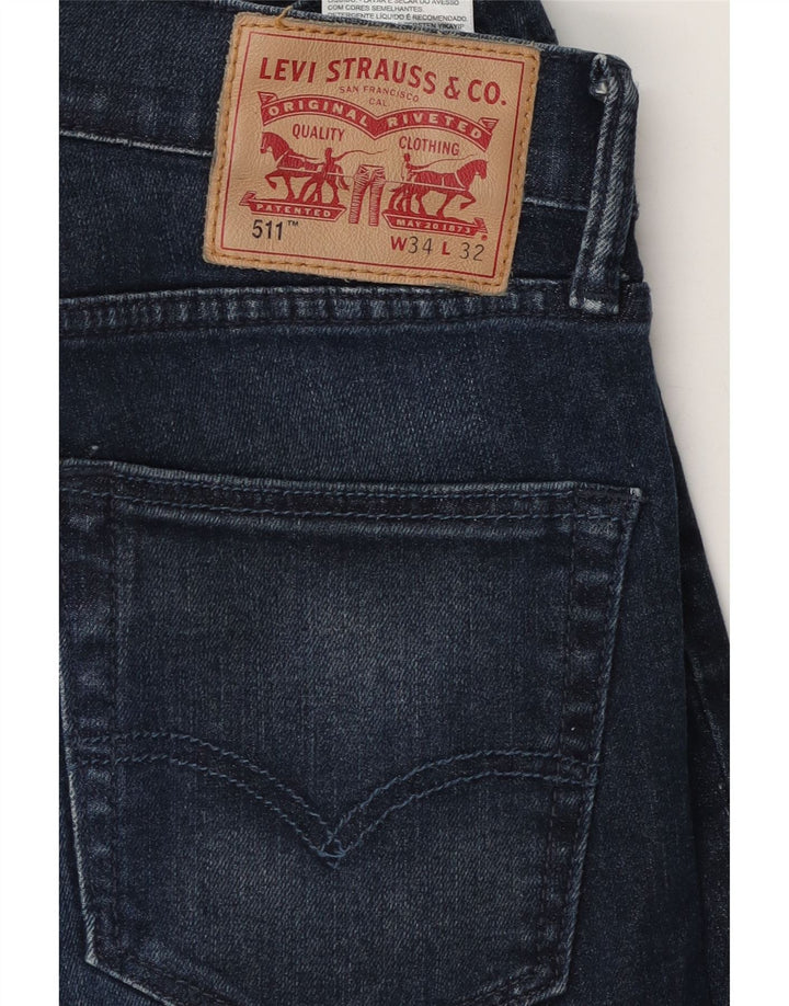 Levi's Herre 511 Tapered Slim Jeans W34 L32 Marineblå Bomuld