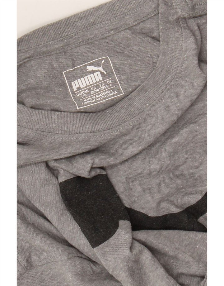 PUMA Grafisk T-shirt top til mænd, stor grå flækket