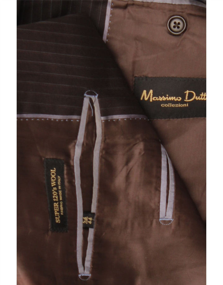 MASSIMO DUTTI Herre 2-knaps blazerjakke EU 54 XL Brun nålestribet uld