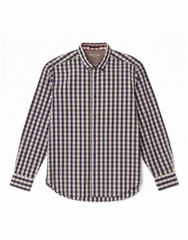 Ted Baker herreskjorte str. 3 Medium Blue Gingham Cotton