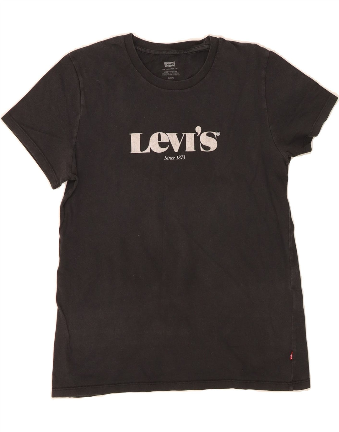 LEVI'S Womens Graphic T-Shirt Top UK 14 Medium Black Cotton Vintage Levi's and Second-Hand Levi's from Messina Hembry 