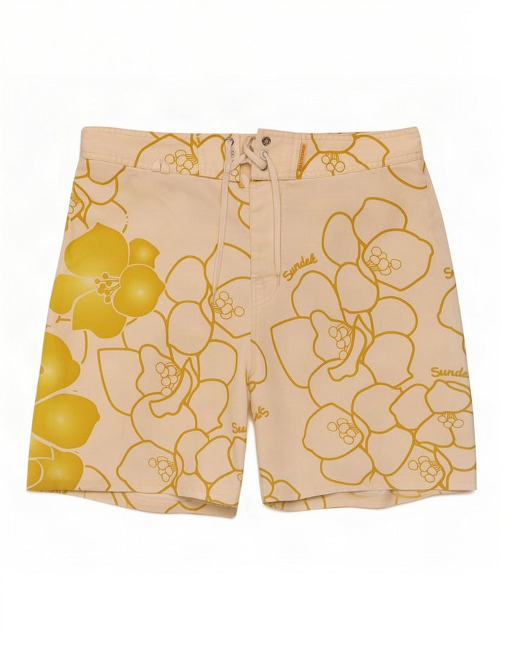 Sundek Herre grafiske badeshorts Medium White Floral Polyester