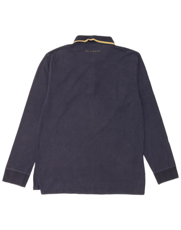 BACI & ABBRACCI Langærmet poloskjorte til mænd 2XL marineblå stribet bomuld