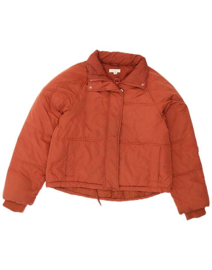 Topshop Dame Oversized Polstret Jakke UK 10 Small Orange Polyester