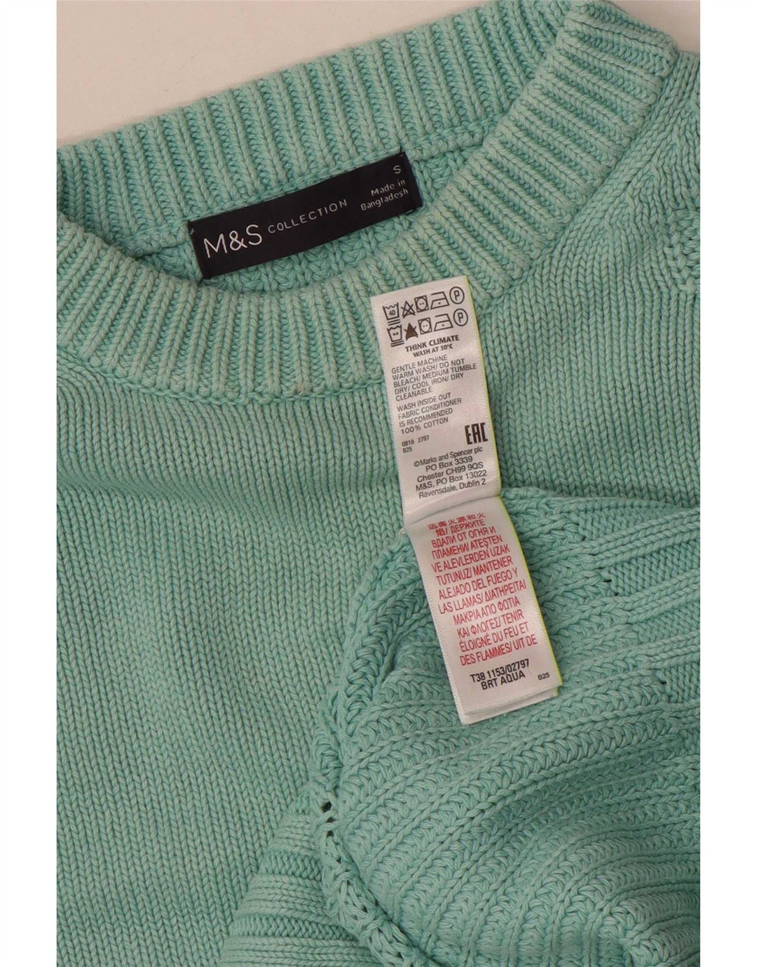 Marks & Spencer Dame Boat Neck Jumper Sweater UK 10 Small Turkis