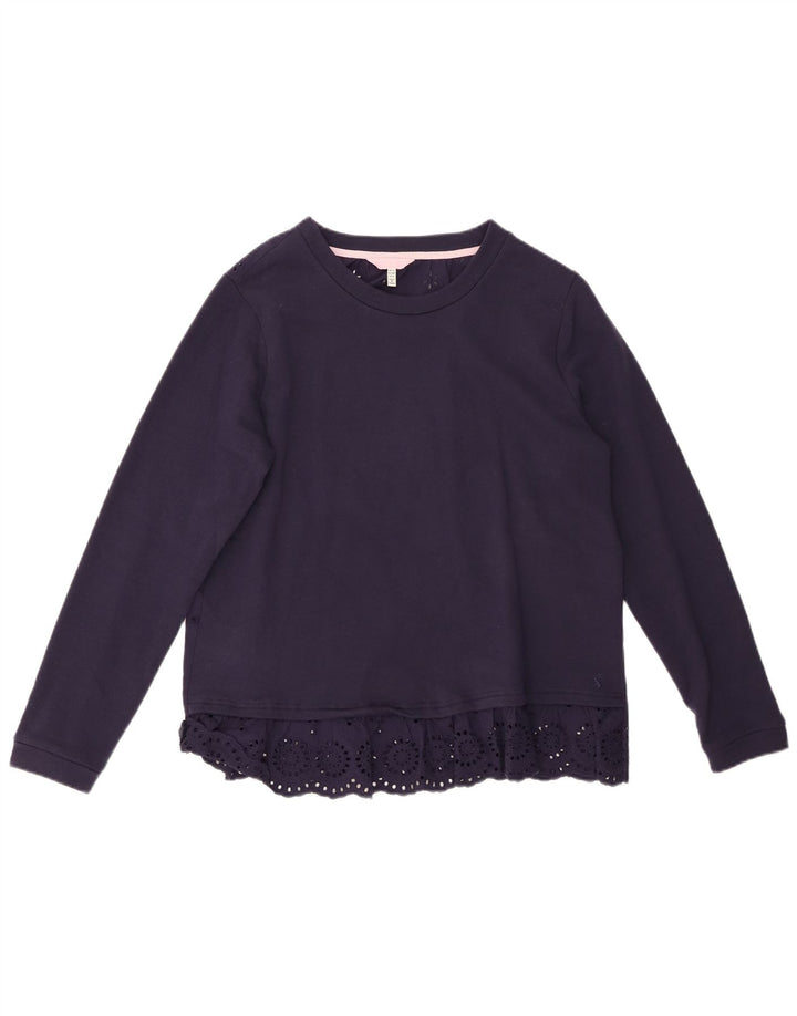 JOULES Dame bluse Top UK 12 Mellem marineblå bomuld