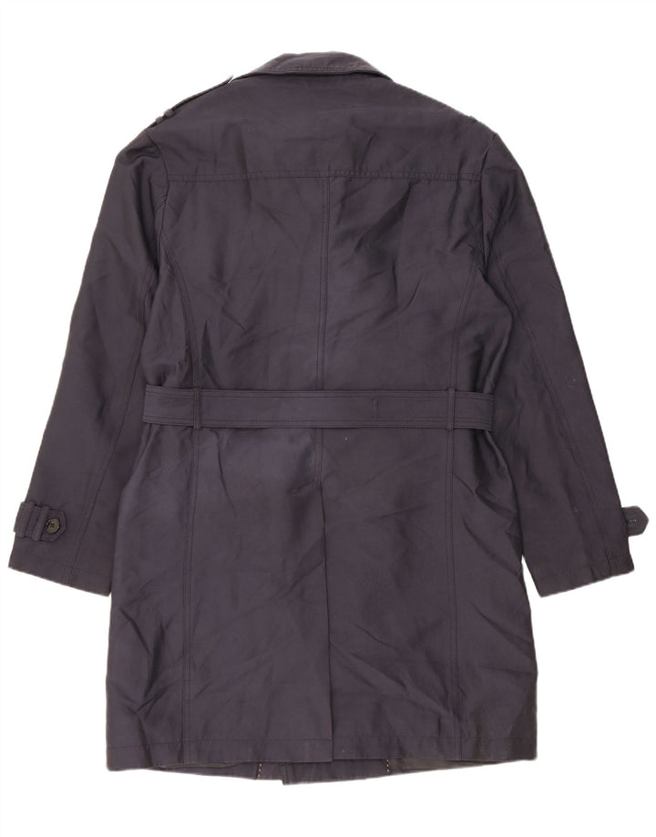 Zara Herre Trench Coat UK 40 Large Navy Blue Polyester