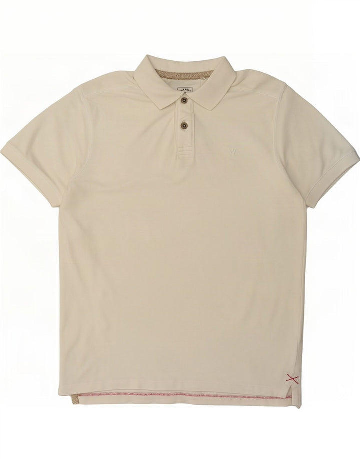 Fat Face Herre Polo Shirt Medium Off White Bomuld