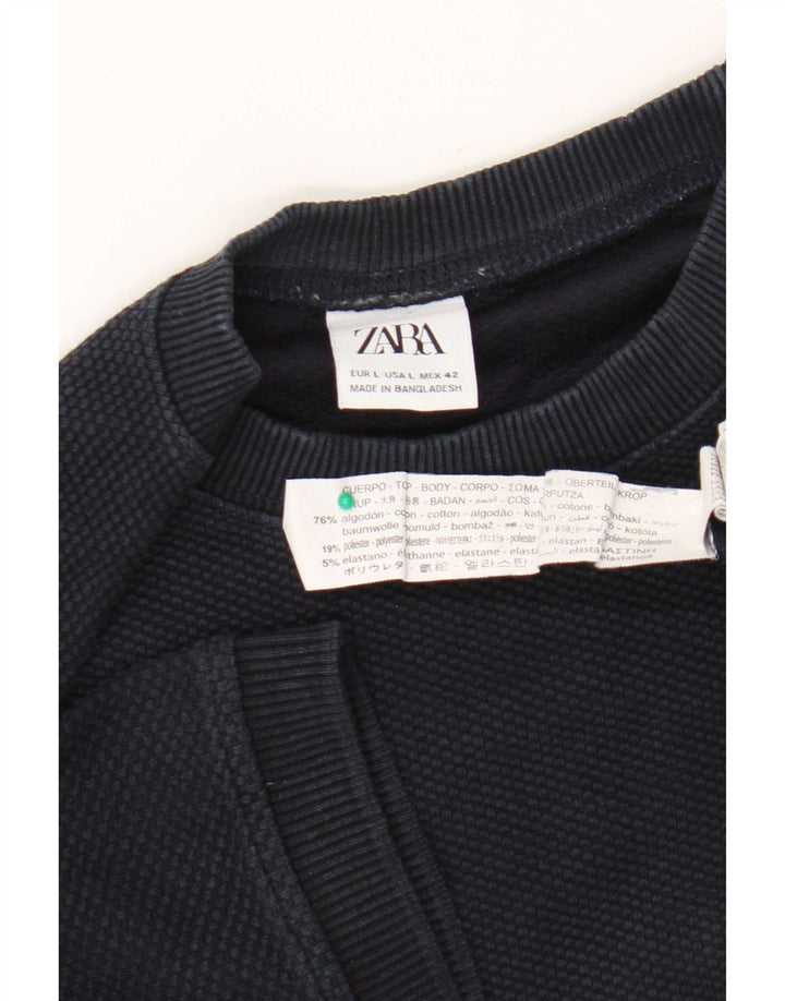 Zara Herre T-Shirt Top Stor Marineblå Bomuld