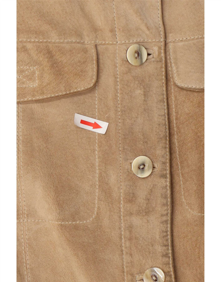Vintage Dame Ruskind Gilet EU 40 Medium Beige Læder