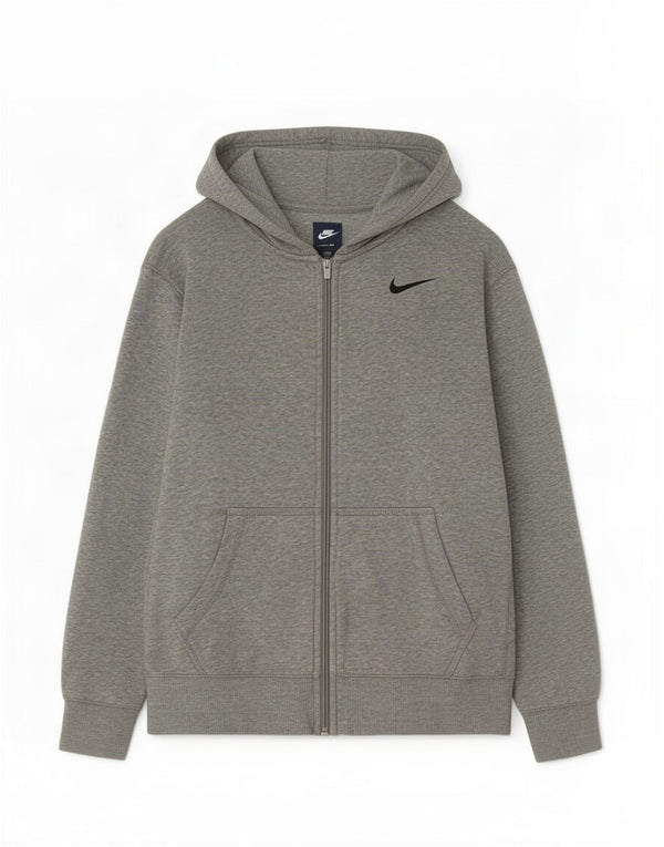 Nike hættetrøje med lynlås til drenge 12-13 år stor grå flækket bomuld