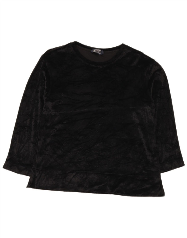 Max Mara Dame Weekend Velour Top 3/4 ærme UK 16 Large Black Rayon